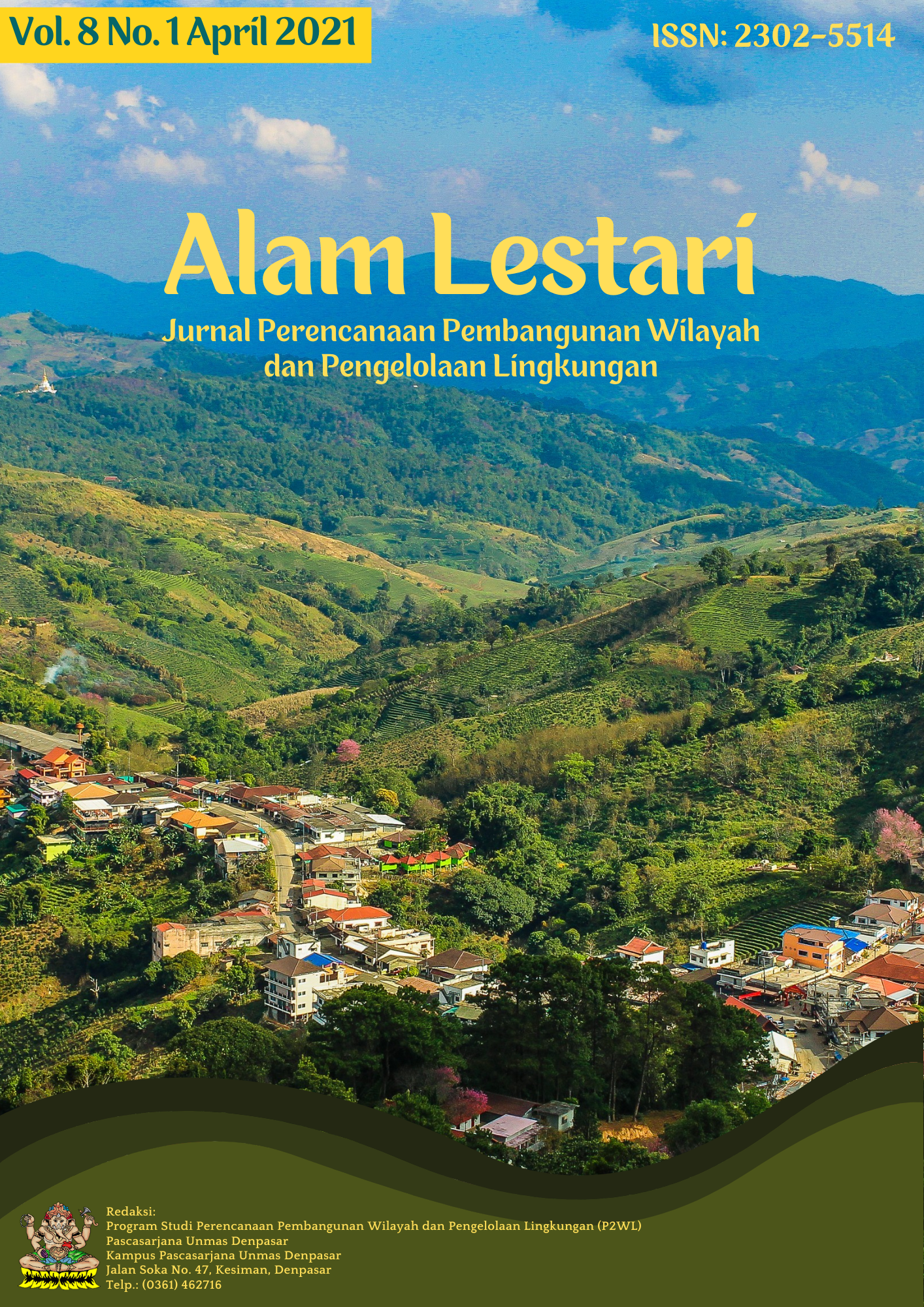 					View Vol. 8 No. 1 (2021): Alam Lestari: Jurnal Perencanaan Pembangunan Wilayah dan Pengelolaan Lingkungan
				