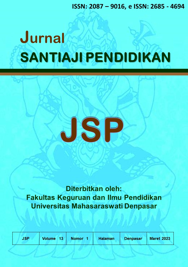 					View Vol. 13 No. 1 (2023): Jurnal Santiaji Pendidikan (JSP)
				